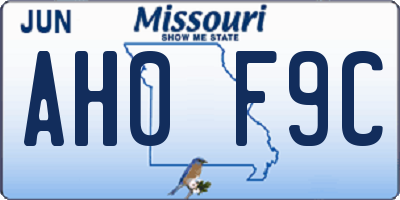 MO license plate AH0F9C