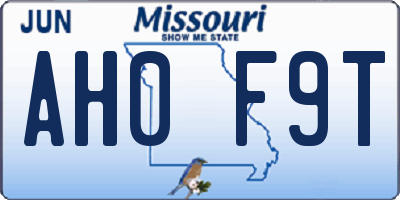 MO license plate AH0F9T