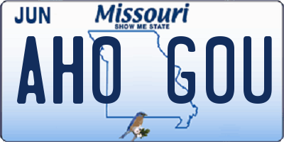 MO license plate AH0G0U