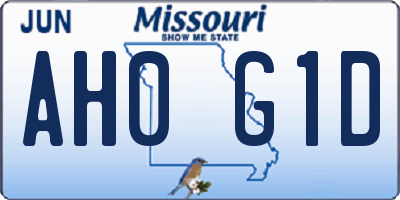 MO license plate AH0G1D