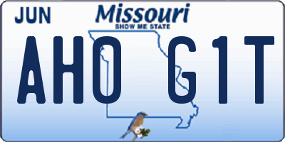 MO license plate AH0G1T