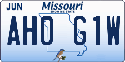 MO license plate AH0G1W