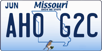 MO license plate AH0G2C