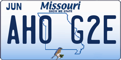 MO license plate AH0G2E