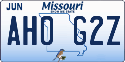 MO license plate AH0G2Z
