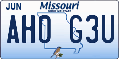 MO license plate AH0G3U