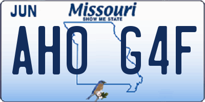 MO license plate AH0G4F