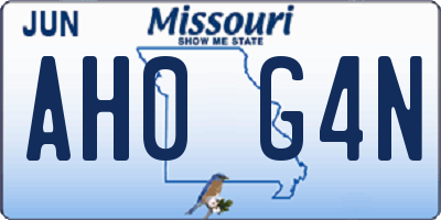 MO license plate AH0G4N
