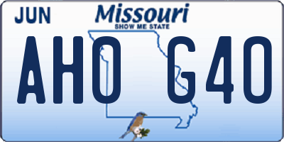 MO license plate AH0G4O