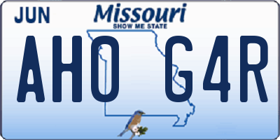 MO license plate AH0G4R