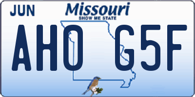 MO license plate AH0G5F