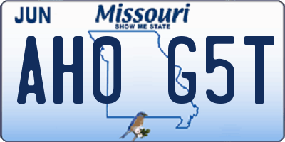 MO license plate AH0G5T