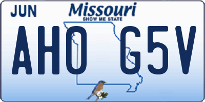 MO license plate AH0G5V