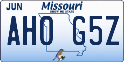 MO license plate AH0G5Z