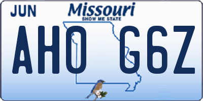 MO license plate AH0G6Z