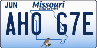 MO license plate AH0G7E