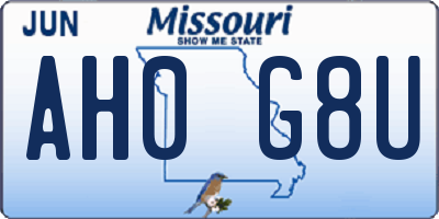 MO license plate AH0G8U