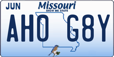 MO license plate AH0G8Y