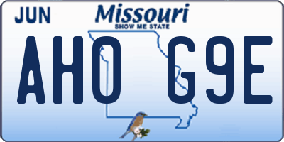 MO license plate AH0G9E