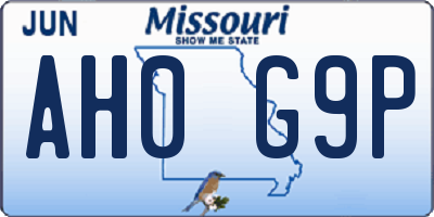 MO license plate AH0G9P