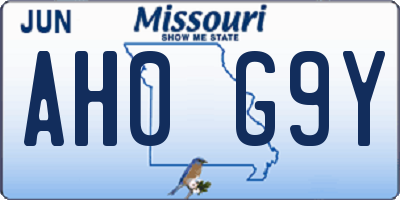 MO license plate AH0G9Y