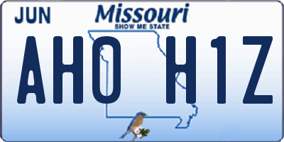 MO license plate AH0H1Z
