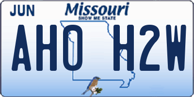 MO license plate AH0H2W
