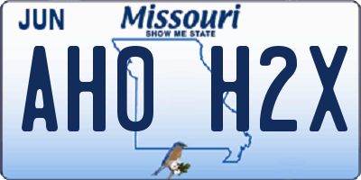 MO license plate AH0H2X