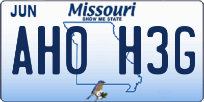 MO license plate AH0H3G