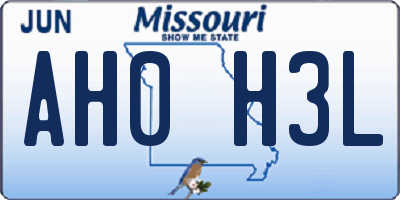 MO license plate AH0H3L