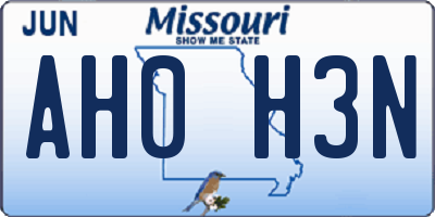 MO license plate AH0H3N