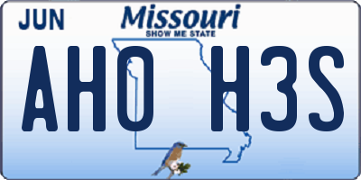 MO license plate AH0H3S