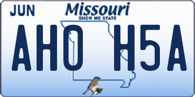 MO license plate AH0H5A