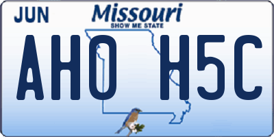 MO license plate AH0H5C