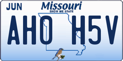 MO license plate AH0H5V