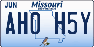 MO license plate AH0H5Y