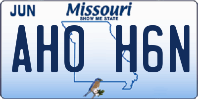 MO license plate AH0H6N