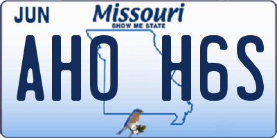MO license plate AH0H6S