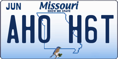 MO license plate AH0H6T