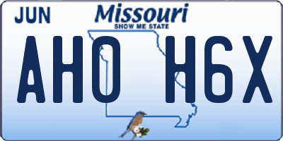 MO license plate AH0H6X