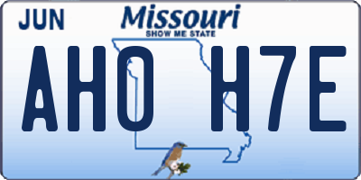 MO license plate AH0H7E
