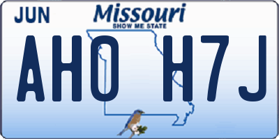 MO license plate AH0H7J