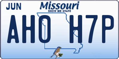 MO license plate AH0H7P