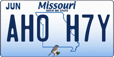 MO license plate AH0H7Y
