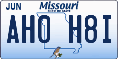 MO license plate AH0H8I