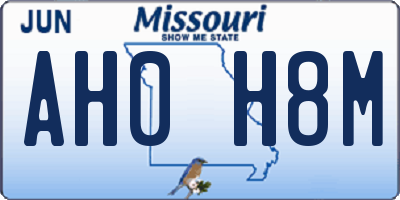 MO license plate AH0H8M