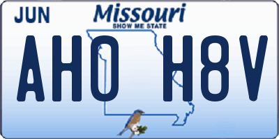 MO license plate AH0H8V