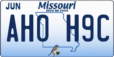 MO license plate AH0H9C
