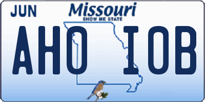 MO license plate AH0I0B
