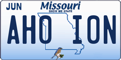MO license plate AH0I0N